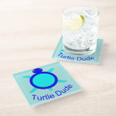 Hellblauer SchildkrötenTyp Glasuntersetzer (Schrägansicht)