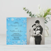 Hellblauer Schnee Hochzeitseinladungen mit Foto Einladung (Stehend Vorderseite)