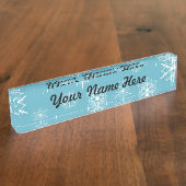 Hellblauer Schneeflocke-Weihnachtsentwurf Namensplakette (Seite)