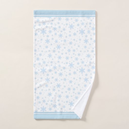 Hellblauer Schneeflocken auf weißem Badetuch Set (Handtuch)