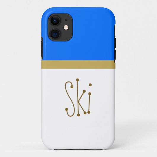 Hellblauer Schneeweißer Farbblock Spaß Skitext Case-Mate iPhone Hülle (Rückseite)