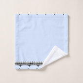 Hellblauer schwarzer Besatz Badhandtuch Set (Waschlappen)