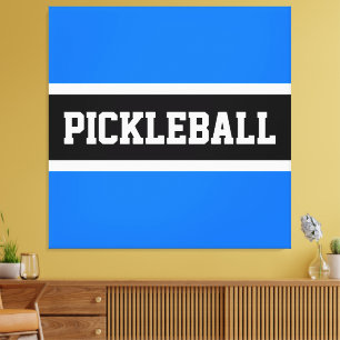 Hellblauer schwarzer Streifen Sporty PICKLEBALL Te Leinwanddruck