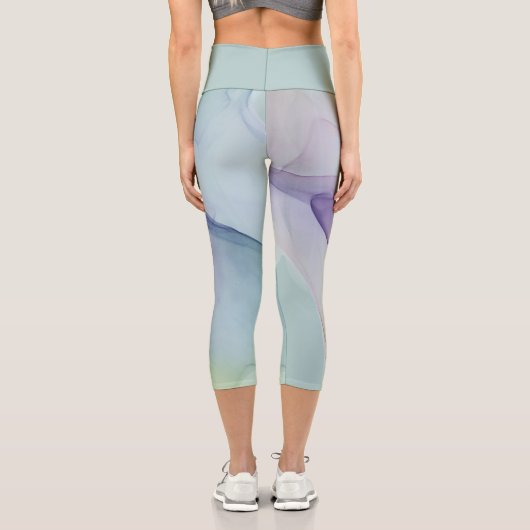 hellblauer Seideneffekt Capri Leggings (Rückseite)