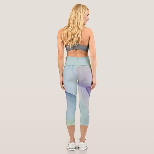 hellblauer Seideneffekt Capri Leggings (Rückseite)
