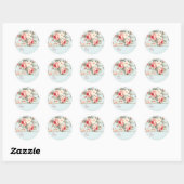 Hellblauer Shabby-Chic-Rosen personalisierter Von  Runder Aufkleber (Blatt)
