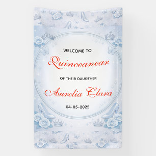 Hellblauer silberner Prinzessinnen-Quinceanera-Geb Banner