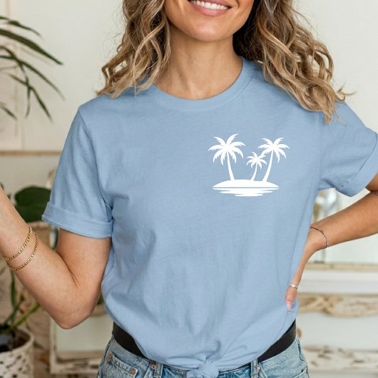 Hellblauer Sommerbaum Minimalistischer Urlaub T-Shirt
