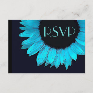 Hellblauer Sonnenblumen Hochzeit RSVP Reaktion Kle Karte