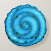 Hellblauer Stars Rundkissen Rundes Kissen (Rückseite)