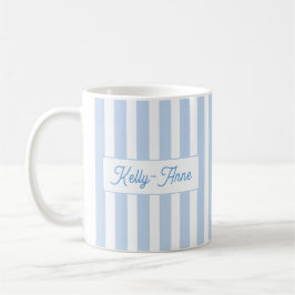Hellblauer Streifen Monogramm Kaffeetasse