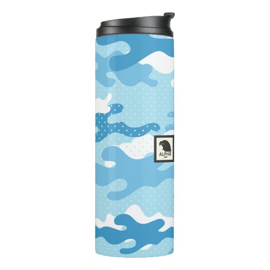 Hellblauer Tarnmuster Thermosbecher (Nach links gedreht)