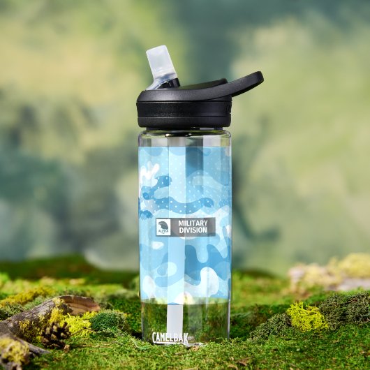 Hellblauer Tarnmuster Trinkflasche (Außenbereich (gedreht))