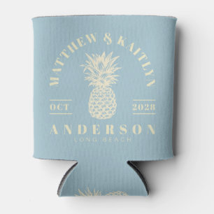 Hellblauer tropischer Ananas Hochzeitskamm Dosenkühler