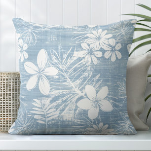 Hellblauer tropischer Blume Kissen