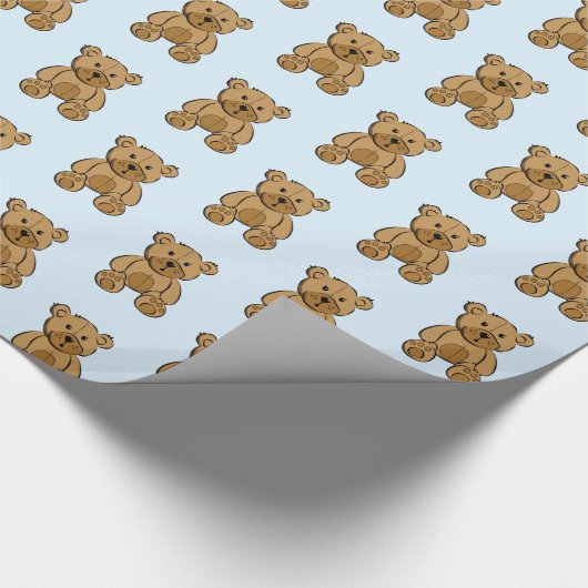 Hellblauer und brauner Teddybären-Bärenjunge Geschenkpapier (Ecke)