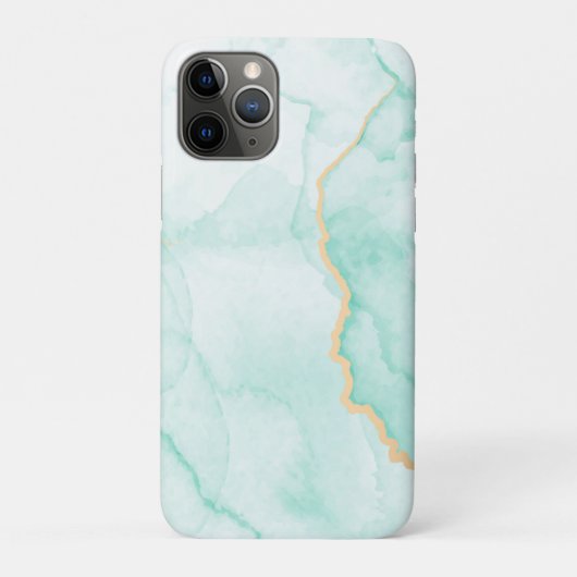 Hellblauer und goldfarbener Marmor Case-Mate iPhone Hülle (Rückseite)