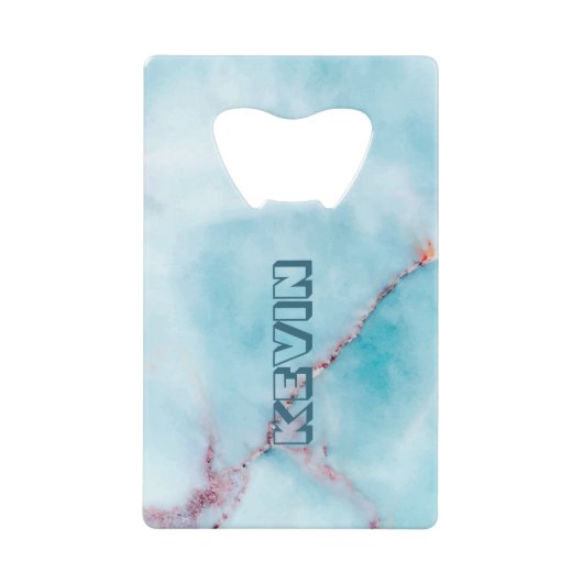 Hellblauer und grauer Imitat Geldbeutel Flaschenöffner (Vorderseite)