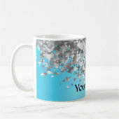 Hellblauer und Imitat-Glitter Kaffeetasse (Links)