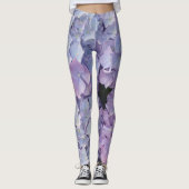 Hellblauer und rosa Hydrangea Legging Leggings (Vorderseite)