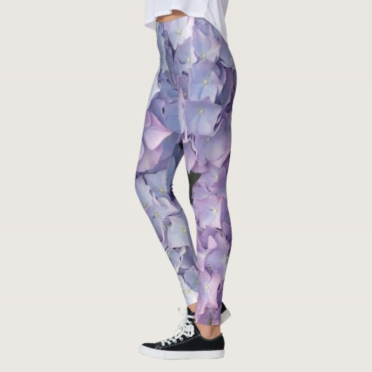Hellblauer und rosa Hydrangea Legging Leggings (Links)