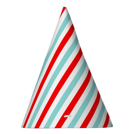 Hellblauer und roter gestreifter Party-Hut Partyhütchen (Rechts)