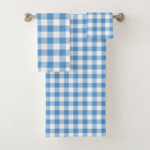 Hellblauer und weißer Gingham-kariertes Tuch-Set Badhandtuch Set (Insitu)