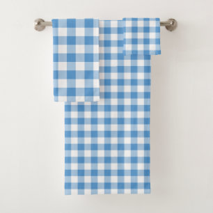 Hellblauer und weißer Gingham-kariertes Tuch-Set Badhandtuch Set