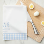 Hellblauer und weißer Gingham-Name Geschirrtuch (Viertel Falte)