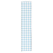 Hellblauer und weißer Gingham-Tabellen-Läufer Kurzer Tischläufer (Vorderseite)