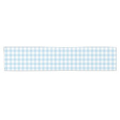 Hellblauer und weißer Gingham-Tabellen-Läufer Kurzer Tischläufer (Horizontal)