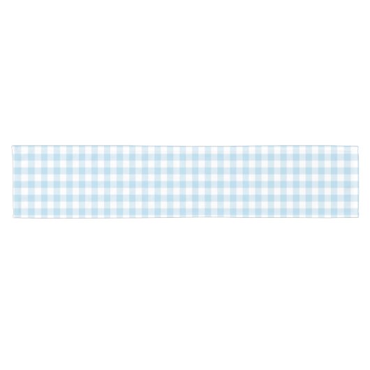 Hellblauer und weißer Gingham-Tabellen-Läufer Kurzer Tischläufer (Horizontal)