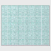 Hellblauer und weißer griechischer Schlüssel Geschenkpapier (Flach)