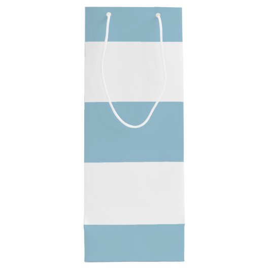 Hellblauer und weißer Streifen mit Monogramm Geschenktüte Für Weinflaschen (Rückseite)