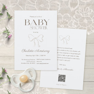 Hellblauer Wasserfarben-Schleifen-Baby-Shower Einladung