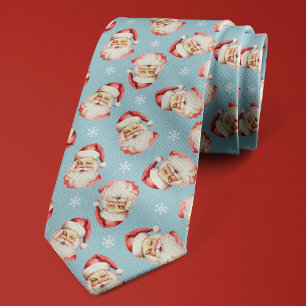 Hellblauer Weihnachtsmann-Schneeflocken-Schal Krawatte