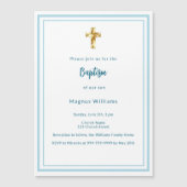 Hellblauer Weißer Junge Taufe Magneteinladung (Vorderseite)