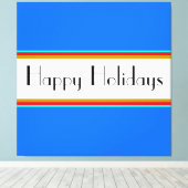 Hellblauer, weißer Roter Streifen Happy Holidays T Leinwanddruck (Insitu (Holzboden))