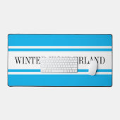 Hellblauer weißer Streifen WINTER WONDERLAND Text Schreibtischunterlage (Tastatur & Maus)