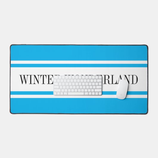Hellblauer weißer Streifen WINTER WONDERLAND Text Schreibtischunterlage (Tastatur & Maus)