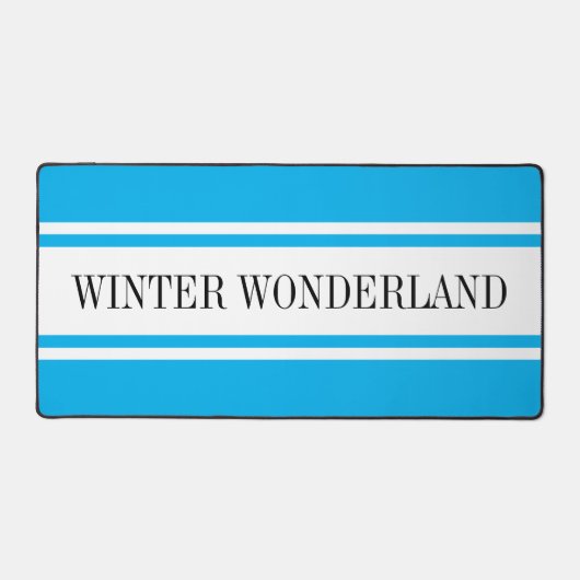 Hellblauer weißer Streifen WINTER WONDERLAND Text Schreibtischunterlage (Vorderseite)
