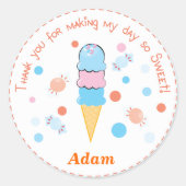 Hellblauer Whimsischer Eis Party Aufkleber (Vorderseite)