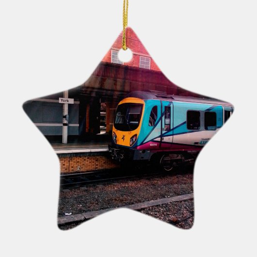 Hellblauer Zug Keramik Ornament (Vorne)