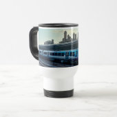 Hellblauer Zug Reisebecher (Vorderseite Links)