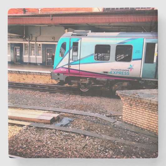 Hellblauer Zug Steinuntersetzer (Vorderseite)