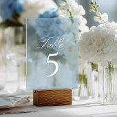 Hellblaues Acryl-Hochzeitstisch Nummer Acryleinladungen