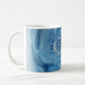 Hellblaues Aquarell-Blumen-Mandala Kaffeetasse (Links)