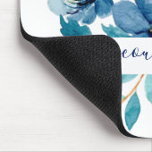 Hellblaues Aquarell-Blumenmuster personalisiert Mousepad (Ecke)