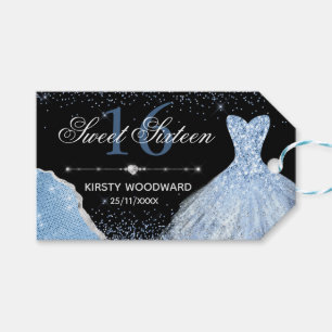 Hellblaues Aquarellkleid Sweet 16 Geburtstag Geschenkanhänger