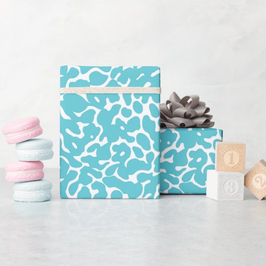 Hellblaues Aquarellleopardenmuster Geschenkpapier (Babyparty)